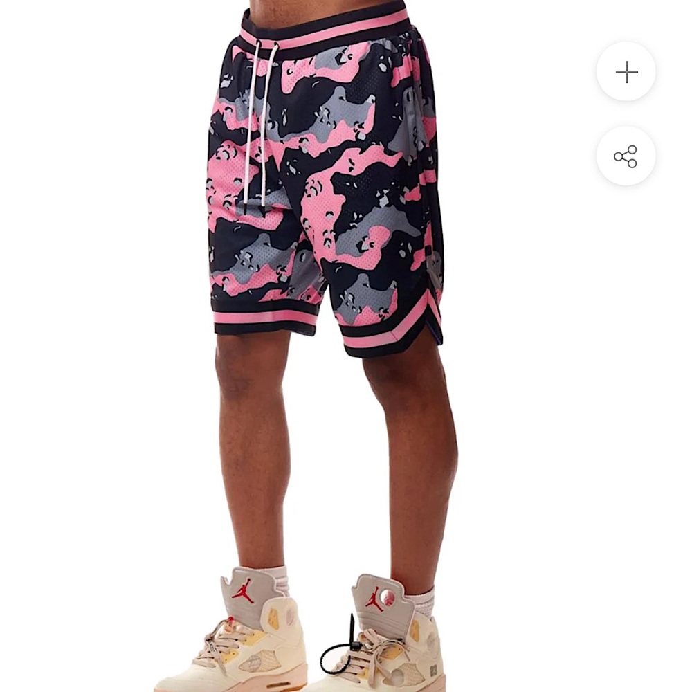 REBEL MINDS MEN’S PINK/ BLACK/GREY CAMO MESH SHORTS, Zip Pockets, Size 2XL NEW!!